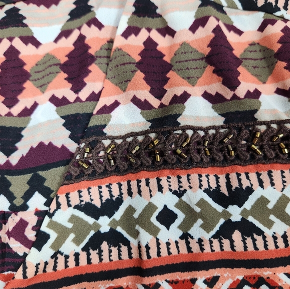 Catherines Womens Plus 3/4 Sleeve Beaded Tunic Blouse Size 5X Orange Aztec Print - Picture 9 of 10